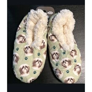 Comfies Shih Tzu Dog Slippers One Size Fits Most Sherpa Lined New